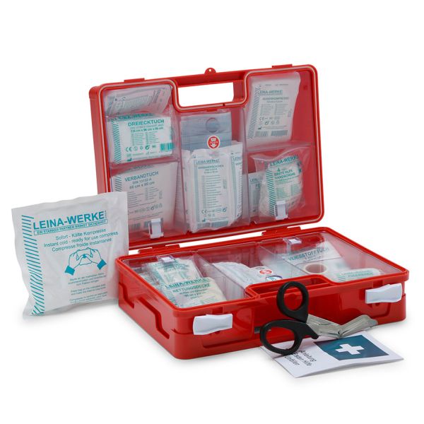 Erste-Hilfe-Koffer QUICK orange, Inhalt nach DIN 13157:2021-11