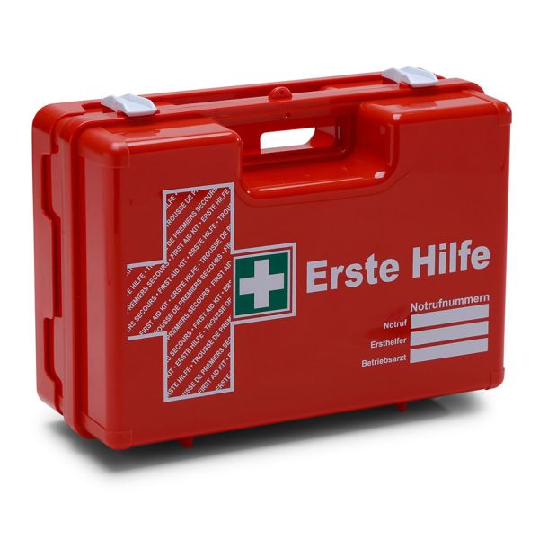Erste-Hilfe-Koffer SAN orange, Inhalt nach DIN 13157:2021-11