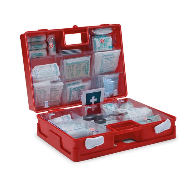Erste-Hilfe-Koffer SAN orange, Inhalt nach DIN 13169:2021-11