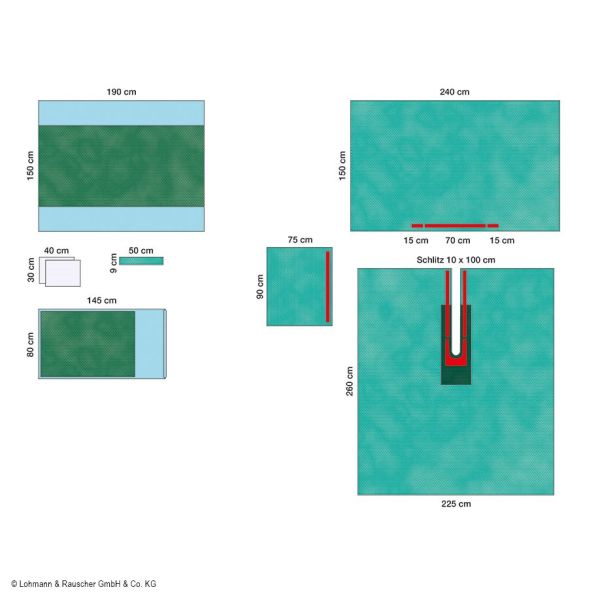 Raucodrape PRO Schlitztuch-Set I, steril Schlitztuch 225x260cm