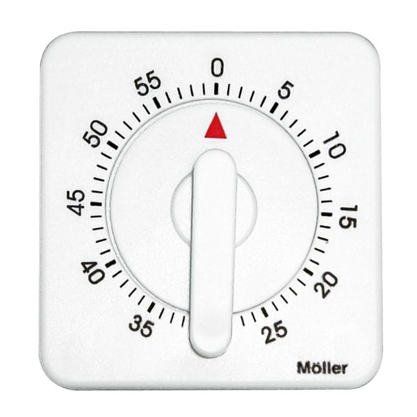 Laborwecker weiß 60 Min. mit Wandaufhängung