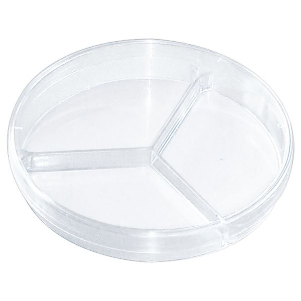 Petrischalen Ø 9 cm, mit Nocken, dreigeteilt