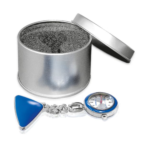 Kitteluhr ratiomed blau/silber in Metalldose