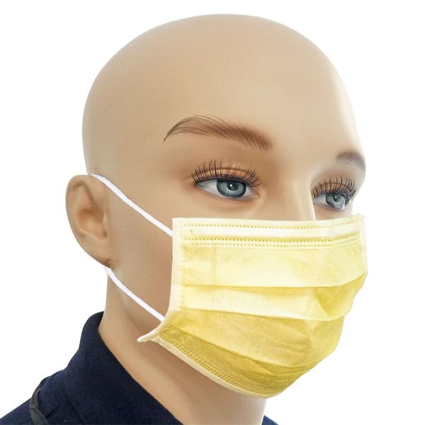 Einmal-Mundschutz gelb, mit runden, latexfreien Ohrschlaufen (50 Stck.)