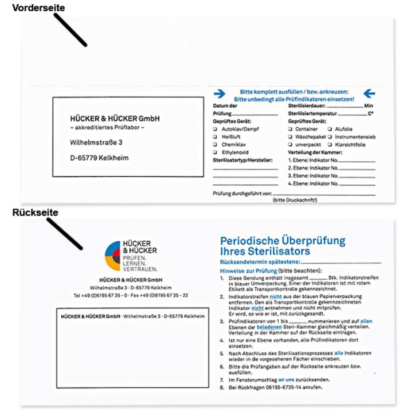 Sporentestkarte mit 5 Prüfindikatoren zur mikrobiologischen Überprüfung