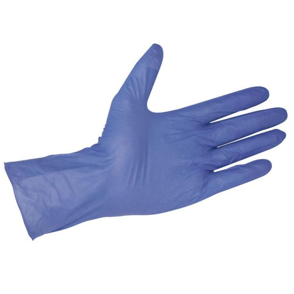 Nitril U.-Handschuhe blau, 30 cm lang, Gr. M unsteril puderfrei (100 Stck.)