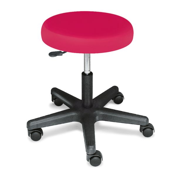 Rollhocker ratiomed fuchsia mit schwarzem Kunststofffußkreuz