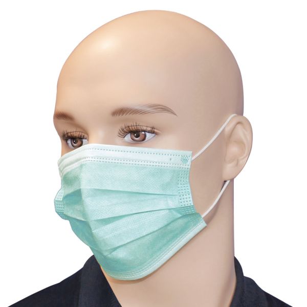OP-Masken Typ II, 3-lagig, grün mit elastischen Ohrschlaufen (50 Stck.)