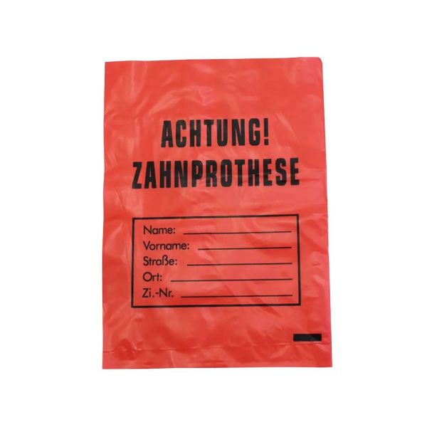 Zahnprothesenbeutel rot, LDPE, 170 x 240 mm