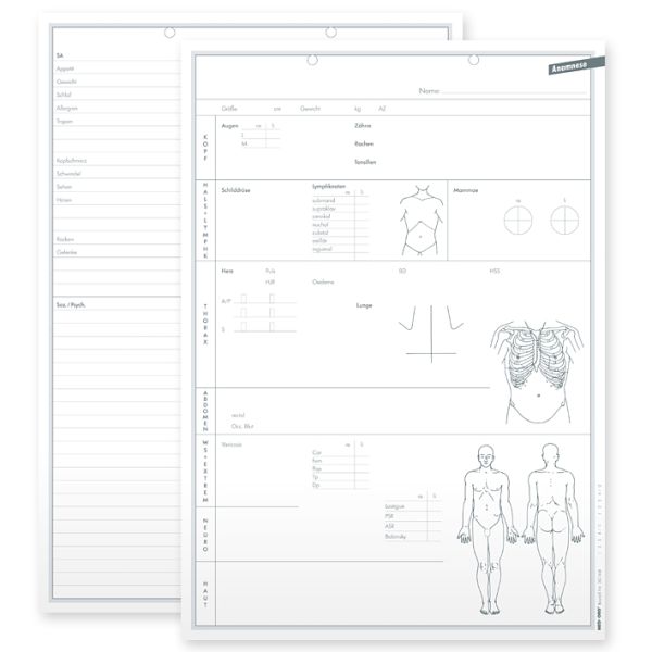 Anamnesebogen DIN A4 Typ Allgemeinmedizin (500 Stck.)