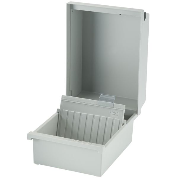 Karteikasten DIN A6 quer lichtgrau für 800 Karten