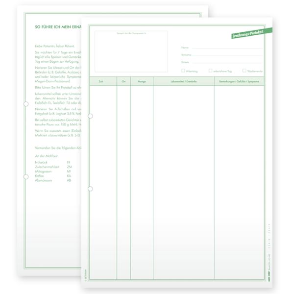 Ernährungsprotokolle DIN A4 (50 Stck.) 0