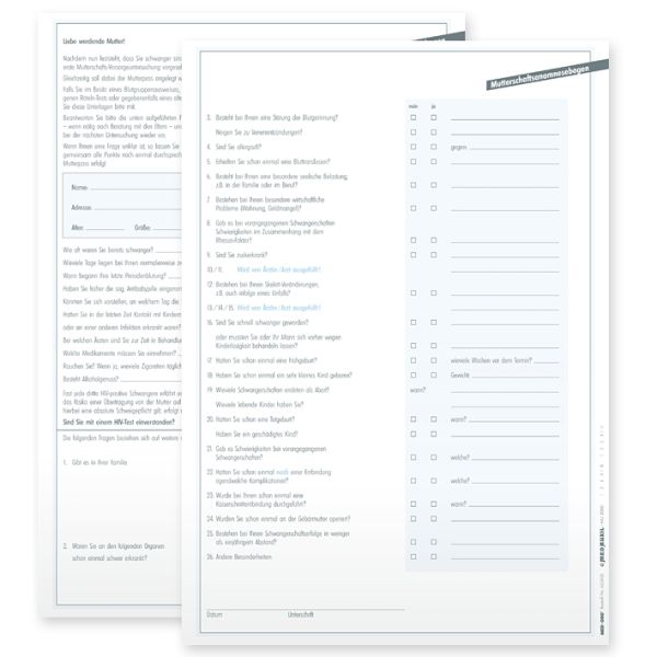 Mutterschaftsanamnesebogen DIN A4 (100 Stck.)