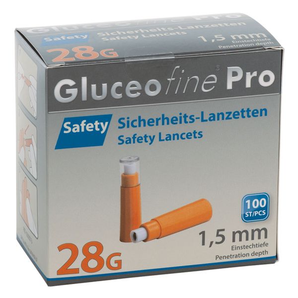 Gluceofine Pro Safety Sicherheits- lanzetten 28 G x 1