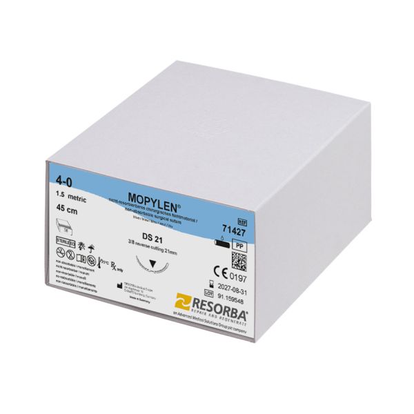 MOPYLEN DS 21 4/0=1,5 blau monofil, Nahtmaterial Fadenlänge 45 cm (36 Stck.)