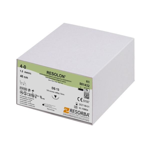 RESOLON DS 13 4/0=1,5 blau monofil, Nahtmaterial Fadenlänge 45 cm (36 Stck.)