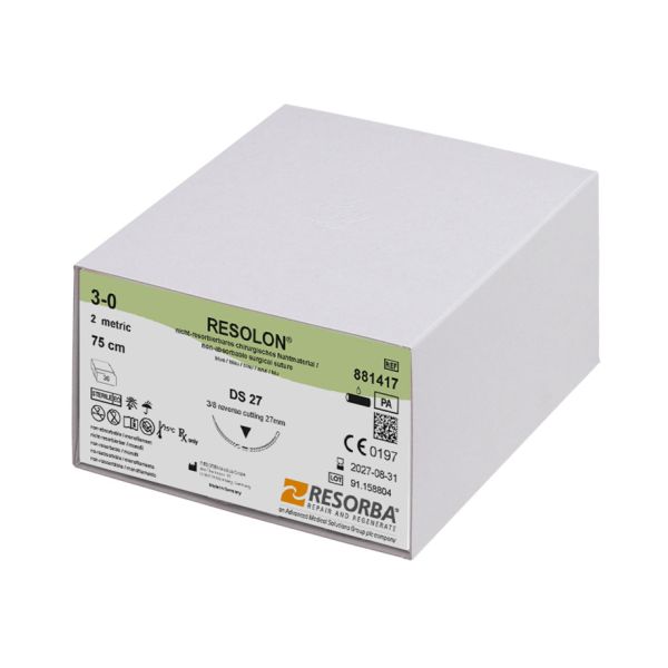 RESOLON DS 27 3/0=2 blau monofil, Nahtmaterial Fadenlänge 75 cm (36 Stck.)