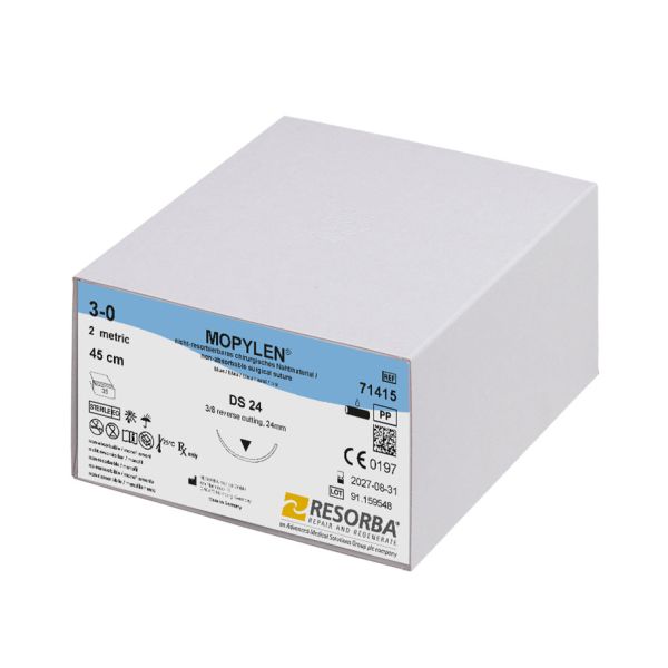 MOPYLEN DS 24 3/0=2 blau monofil, Nahtmaterial Fadenlänge 45 cm (36 Stck.)