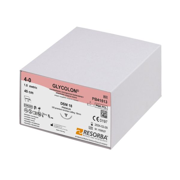 GLYCOLON DSM 18 4/0=1,5 ungefärbt, Nahtmaterial Fadenlänge 45 cm (24 Stck.)