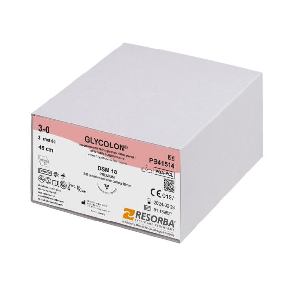 GLYCOLON DSM 18 3/0=2 ungefärbt, Nahtmaterial Fadenlänge 45 cm (24 Stck.)