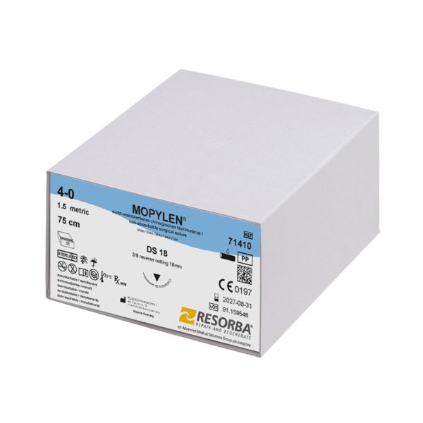 MOPYLEN DS 18 4/0=1,5 blau monofil, Nahtmaterial Fadenlänge 75 cm (36 Stck.)