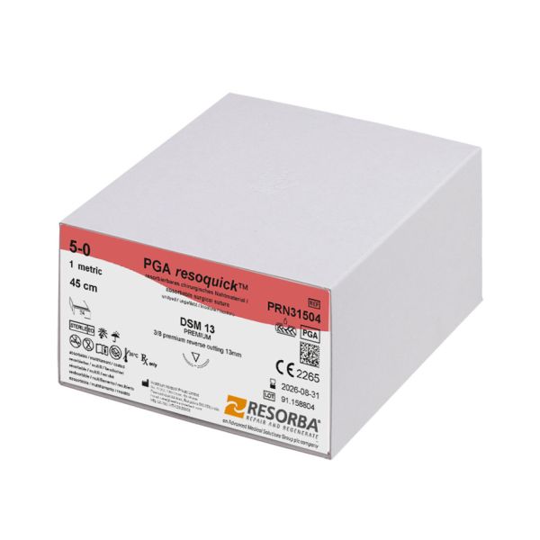 PGA-RESOQUICK DSM 13 5/0=1, ungefärbt, Nahtmaterial Fadenlänge 45 cm (24 Stck.)