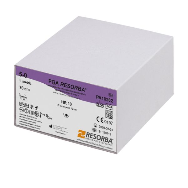 PGA-RESORBA HR 10 5/0=1 ungefärbt Nahtmaterial Fadenlänge 70 cm (24 Stck.)