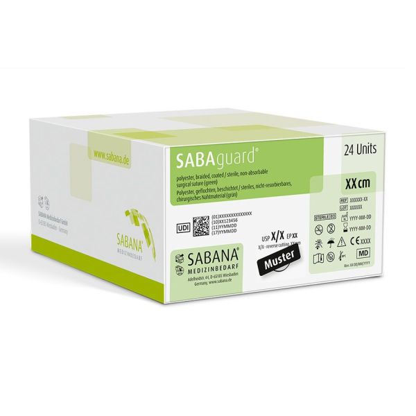 SABAguard 3-0=2 grün geflochen Nahtmaterial Fadenlänge 75 cm (24 Stck.)