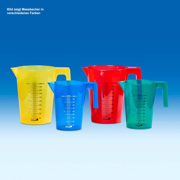 Messbecher stapelbar, rot, PP, 1000 ml schwarze Skala