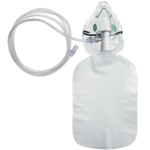 Inhalationsmaske (Kunststoff) mit Atembeutel und Schlauch