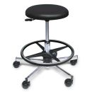 Rollhocker ratiomed schwarz, mit Stahlfußkreuz und Fußstützkranz